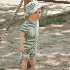 Hats & Caps|Hats And Caps>Firsts par Petit Lem Sharks Striped Hat 0-24m Turquoise