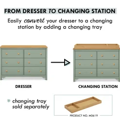 Sale Shea 6-Drawer Dresser - Light Sage and Honey Storage Furniture