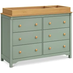 Sale Shea 6-Drawer Dresser - Light Sage and Honey Storage Furniture