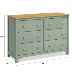 Sale Shea 6-Drawer Dresser - Light Sage and Honey Storage Furniture