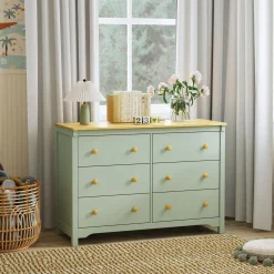 Sale Shea 6-Drawer Dresser - Light Sage and Honey Storage Furniture