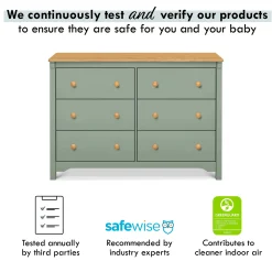 Sale Shea 6-Drawer Dresser - Light Sage and Honey Storage Furniture