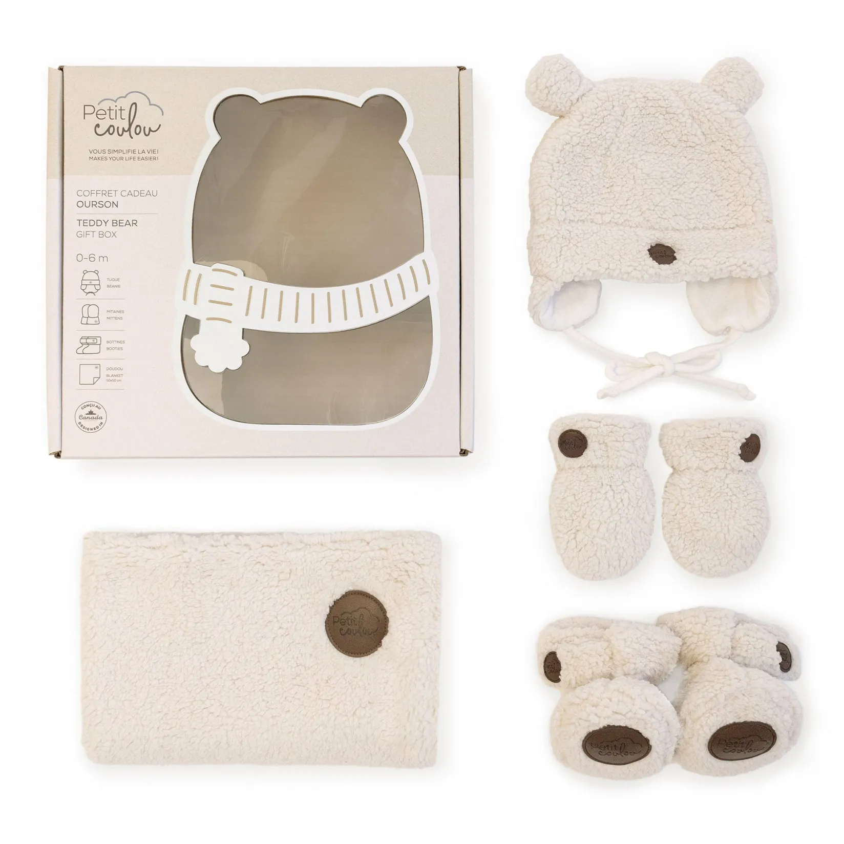 Snowsuits|Snowsuits>Petit Coulou Sherpa Teddy Bear Gift Set For Baby (4 accessories)
