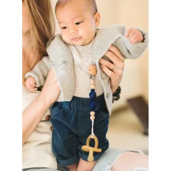 Pacifiers & Clips|Pacifiers & Clips>Loulou Lollipop Silicone Pacifier Clip - Navy