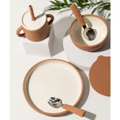 Hot Silicone Suction Bowl with Lid - Tan Kids Tableware|Plates & Placemats