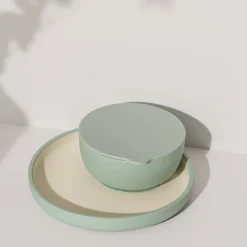 Clearance Silicone Suction Bowl with Lid - Sage Kids Tableware|Plates & Placemats