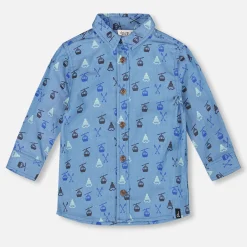 Tops>Deux par Deux Ski Trip Shirt 3-6 Blue