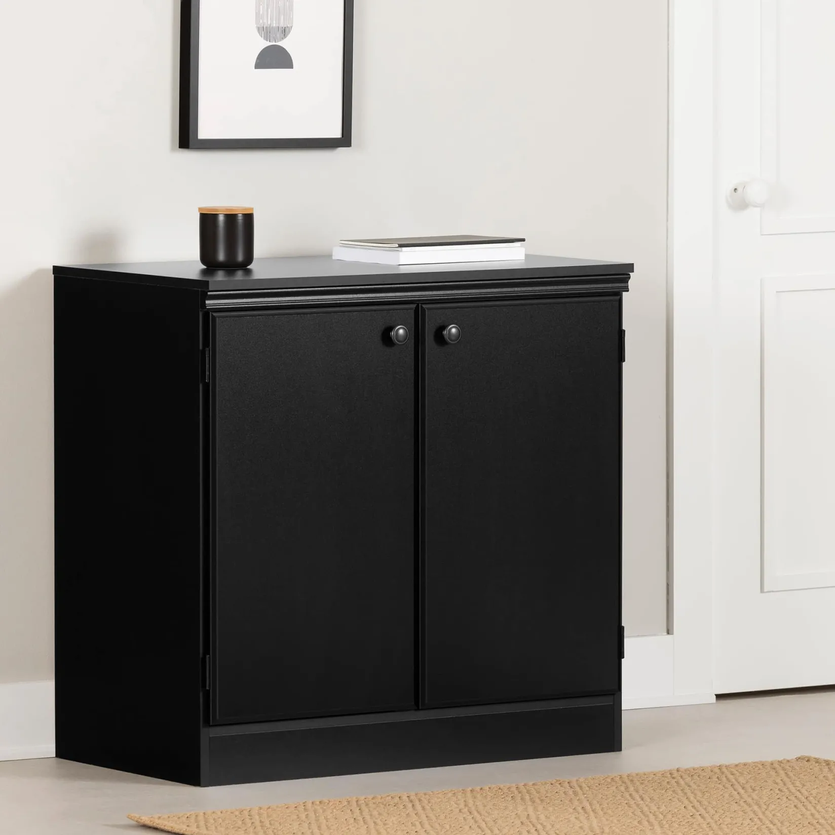 Storage Furniture>South Shore Small 2-Door Storage Cabinet - Morgan Pure Black