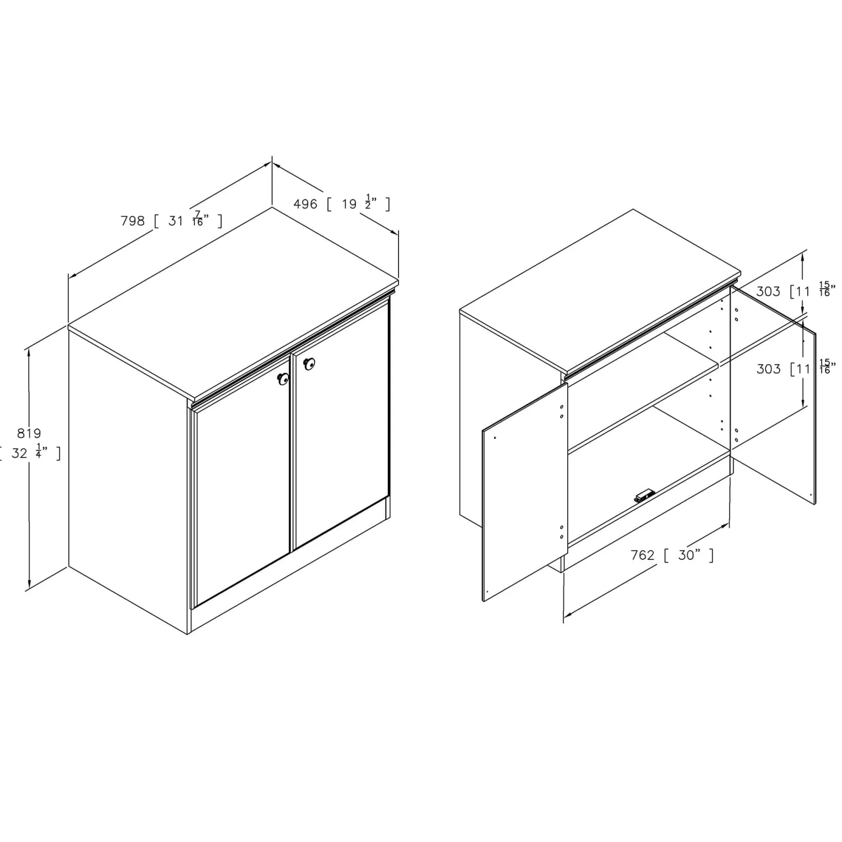 Storage Furniture>South Shore Small 2-Door Storage Cabinet - Morgan Pure Black