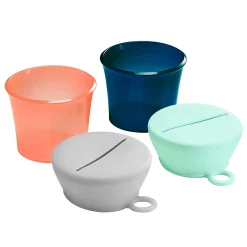 Clearance Snug Snack Cup with Silicone Lid - Navy / Orange Kids Snack Bags & Containers|Plates & Placemats