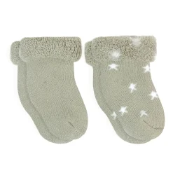 Socks|Underwear & Socks>Kushies Socks 2pk Nb Terry Stars Sage