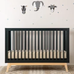 New Soho 3-in-1 Convertible Crib - Black / Natural Cribs & Mattresses|Cribs & Mattresses