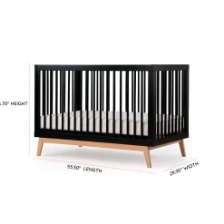 New Soho 3-in-1 Convertible Crib - Black / Natural Cribs & Mattresses|Cribs & Mattresses