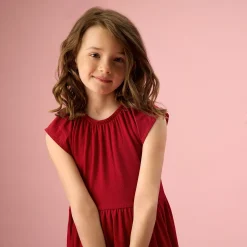 Dresses & Rompers>Creamie Solid Rib Dress 2-14 Red