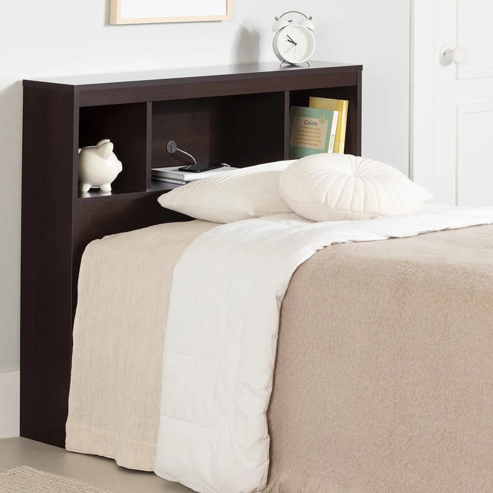 Twin, Full & Queen Beds>South Shore Spark Twin Bookcase Headboard - Chocolate