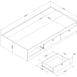 Spark Twin Mates Bed with Drawers - Pure White Twin, Full & Queen Beds