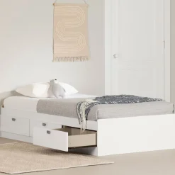 Spark Twin Mates Bed with Drawers - Pure White Twin, Full & Queen Beds