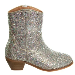 Mid-Season Boots>Badgley Mischka Sparkly Cowgirl Boots Sizes 13-5 Silver