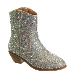 Mid-Season Boots>Badgley Mischka Sparkly Cowgirl Boots Sizes 13-5 Silver
