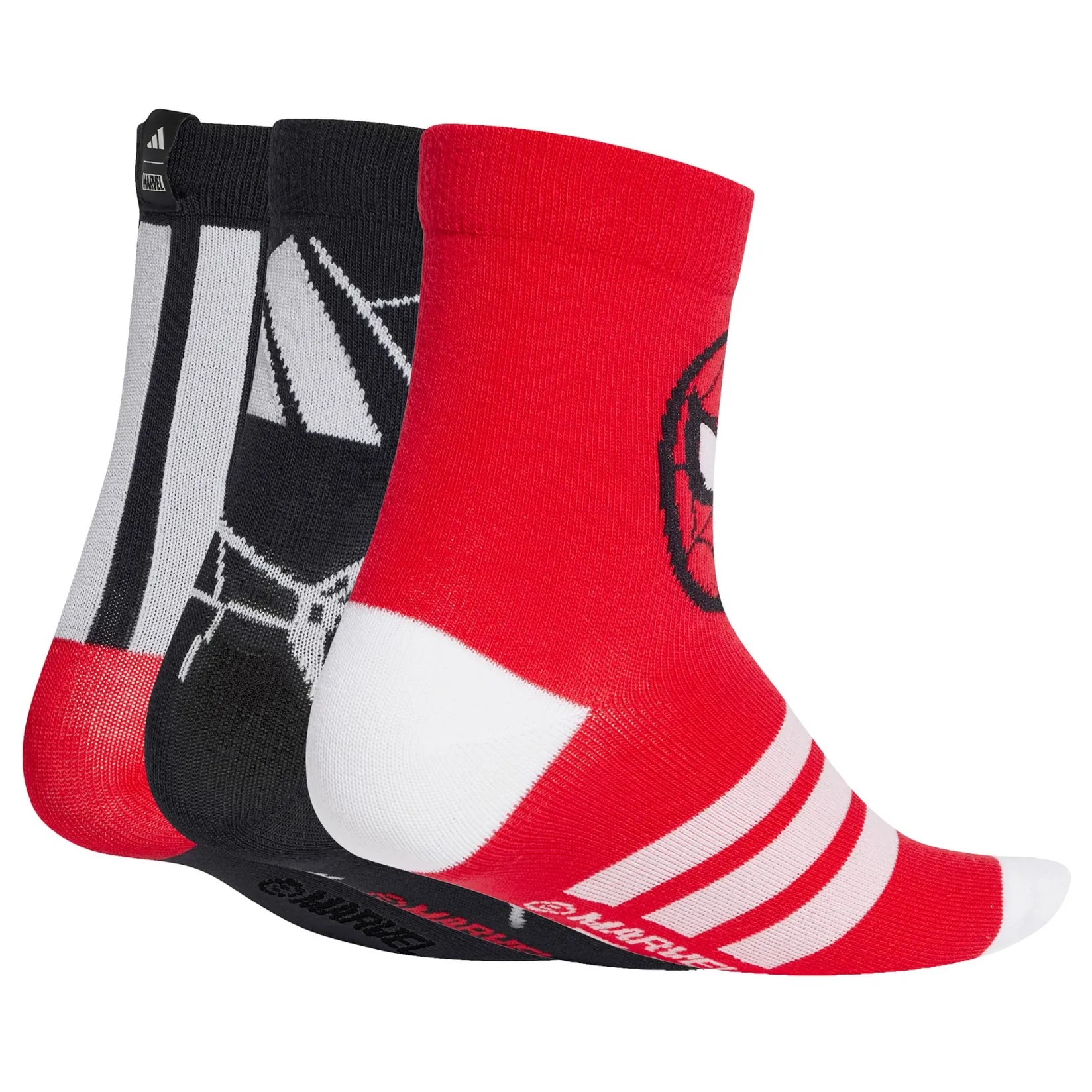 Socks|Underwear & Socks>Adidas Spiderman 3-Pack Socks Sizes 10-13 Red