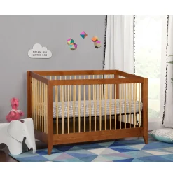 New Sprout 4-in-1 Convertible Crib withToddler Bed Conversion Kit - Chestnut / Natural Cribs & Mattresses|Cribs & Mattresses