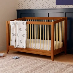 New Sprout 4-in-1 Convertible Crib withToddler Bed Conversion Kit - Chestnut / Natural Cribs & Mattresses|Cribs & Mattresses