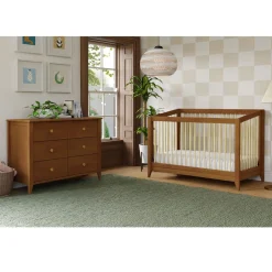 New Sprout 4-in-1 Convertible Crib withToddler Bed Conversion Kit - Chestnut / Natural Cribs & Mattresses|Cribs & Mattresses