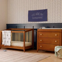 New Sprout 4-in-1 Convertible Crib withToddler Bed Conversion Kit - Chestnut / Natural Cribs & Mattresses|Cribs & Mattresses