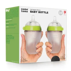 Clearance Squeezable Natural Flowing Bottle 8oz Set of 2 - Green Breastfeeding|Bottles & Nipples
