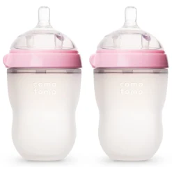 Sale Squeezable Natural Flowing Bottle 8oz Set of 2 - Pink Bottles & Nipples|Breastfeeding