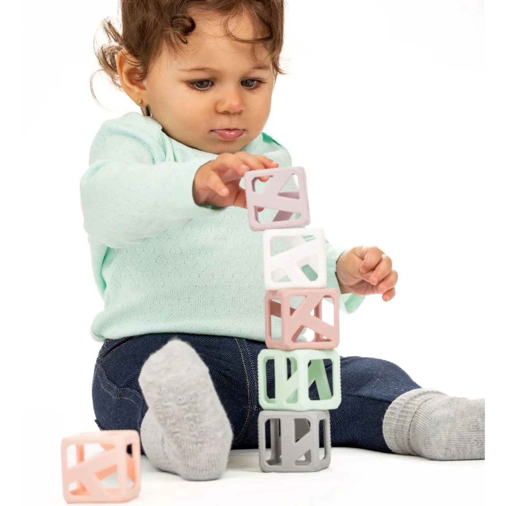 Teething Toys>Munch Mitt Stack N Chew Mini Cubes - Pastel