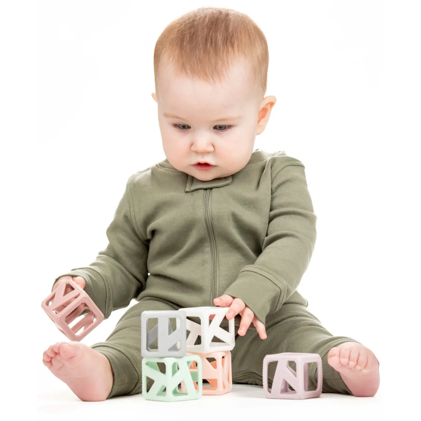 Teething Toys>Munch Mitt Stack N Chew Mini Cubes - Pastel