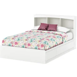 Hot Step One Double Bookcase Headboard - Pure White Twin, Full & Queen Beds