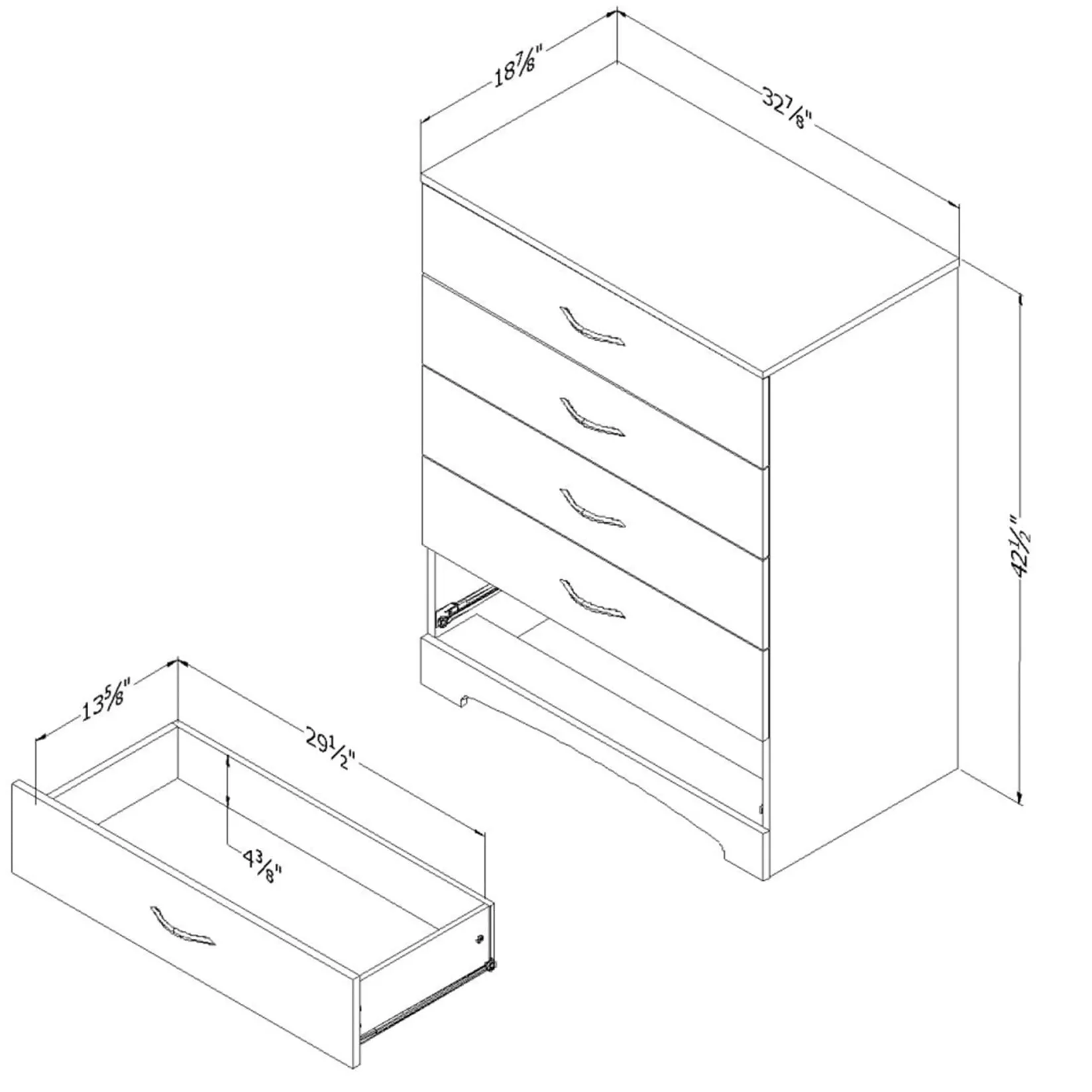 Storage Furniture>South Shore Step One 5-Drawer Chest - Gray Oak