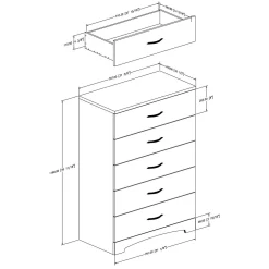 Hot Step One 5-Drawer Chest - Pure White Storage Furniture