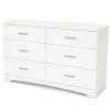 Sale Step One 6-Drawer Double Dresser - Pure White Storage Furniture