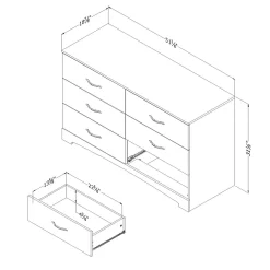Clearance Step One 6-Drawer Double Dresser - Pure Black Storage Furniture