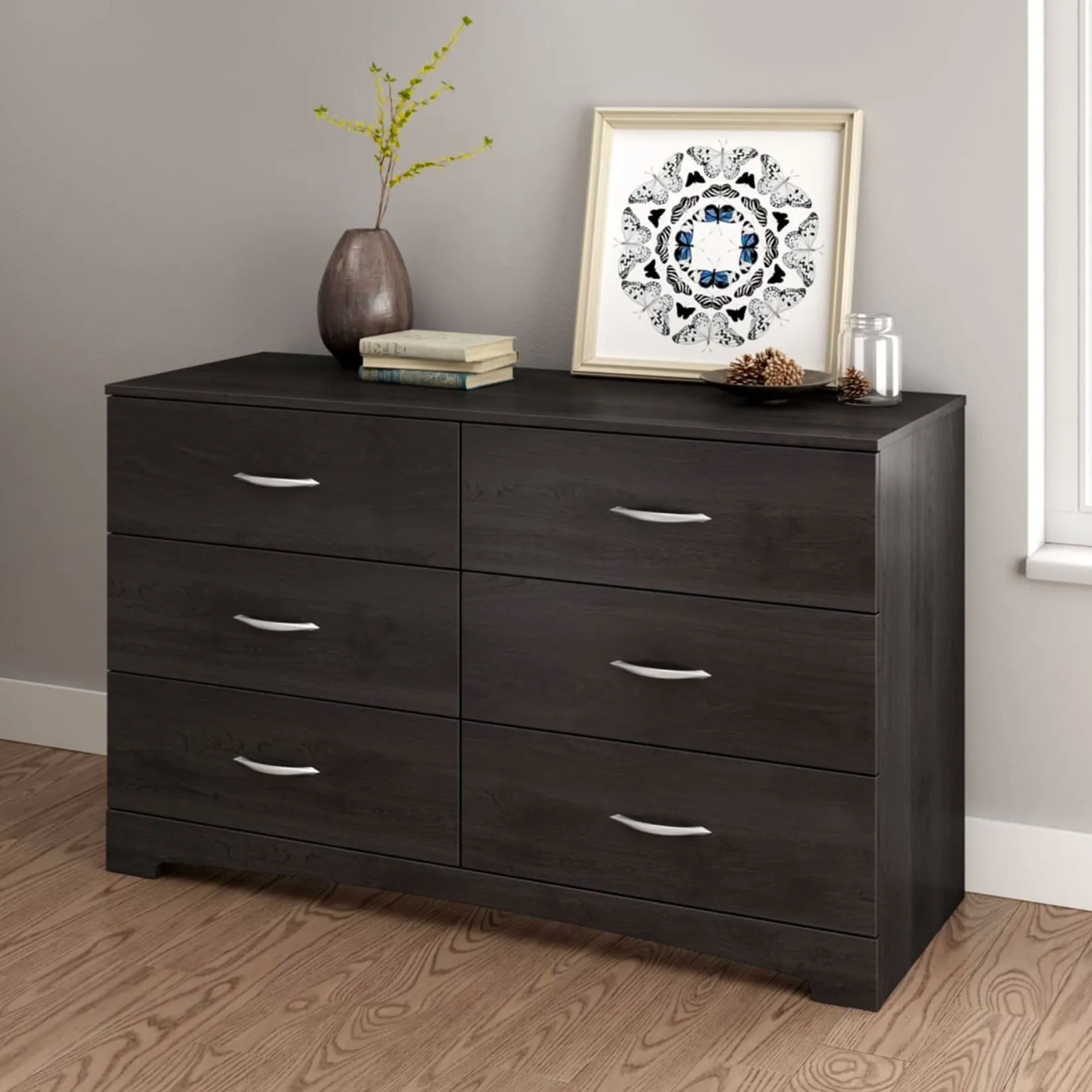 Storage Furniture>South Shore Step One 6-Drawer Double Dresser - Gray Oak