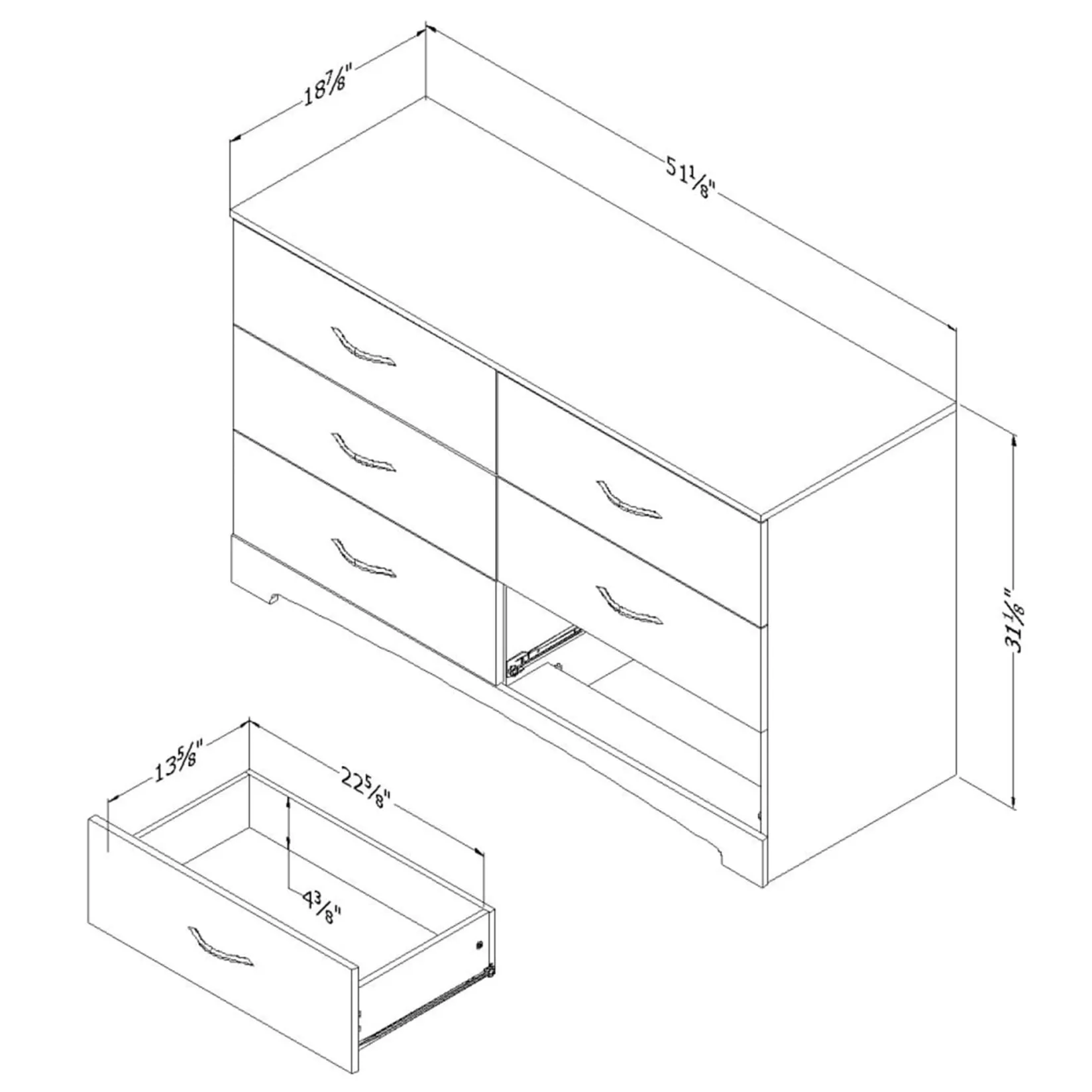 Storage Furniture>South Shore Step One 6-Drawer Double Dresser - Gray Oak