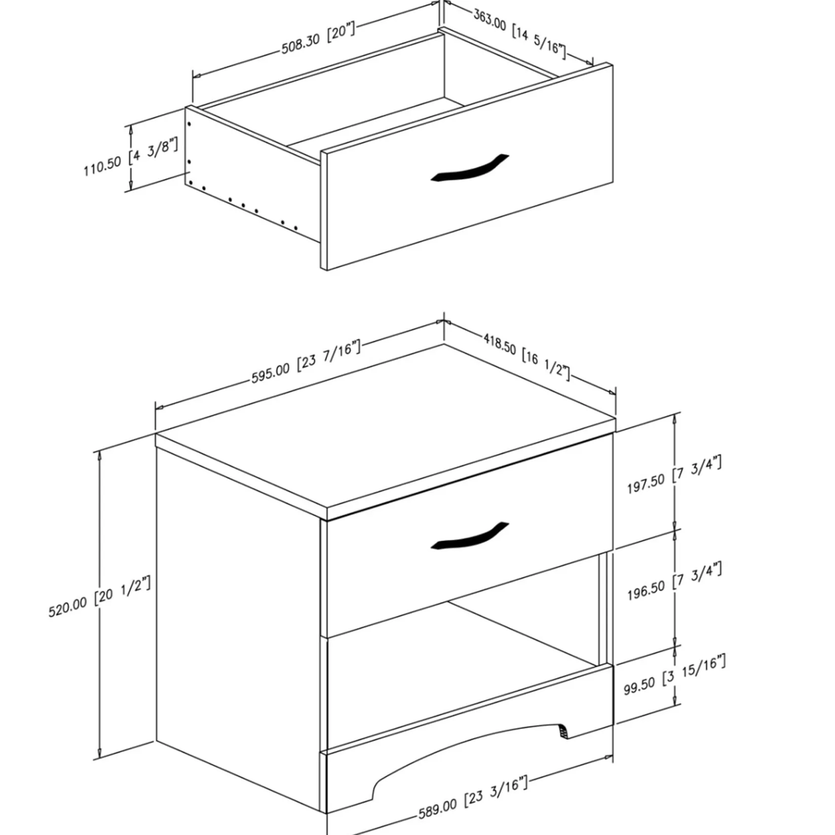Nightstands>South Shore Step One 1-Drawer Nightstand - Pure Black
