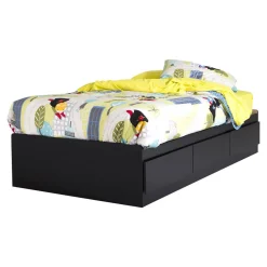 Sale Step One Mates Bed with 3 Drawers - Pure Black Twin, Full & Queen Beds