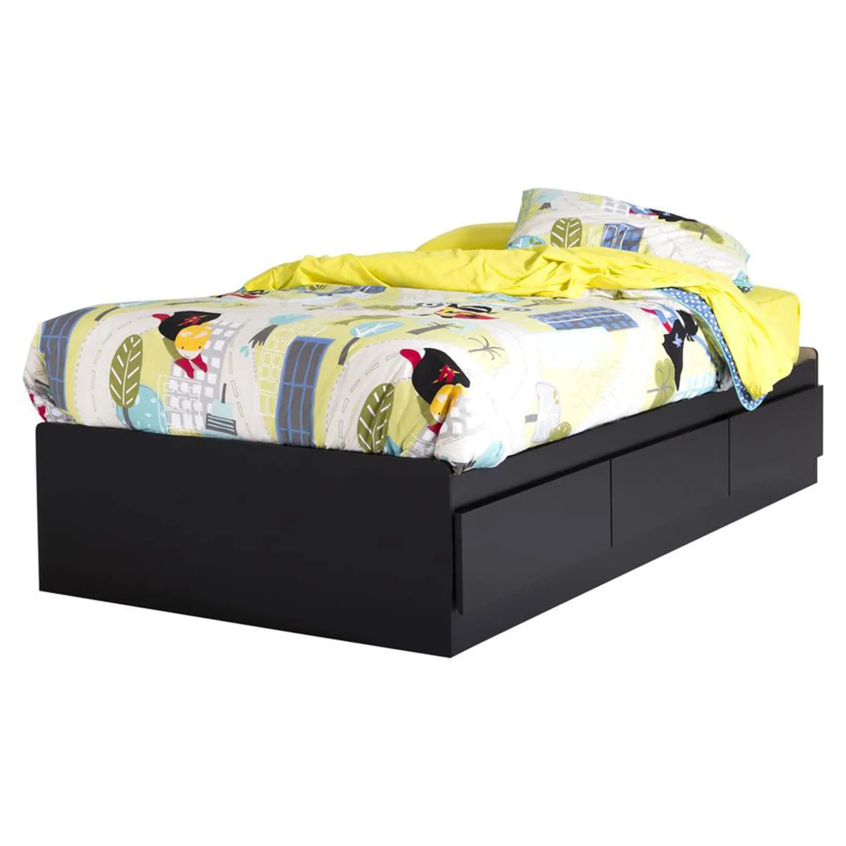 Sale Step One Mates Bed with 3 Drawers - Pure Black Twin, Full & Queen Beds