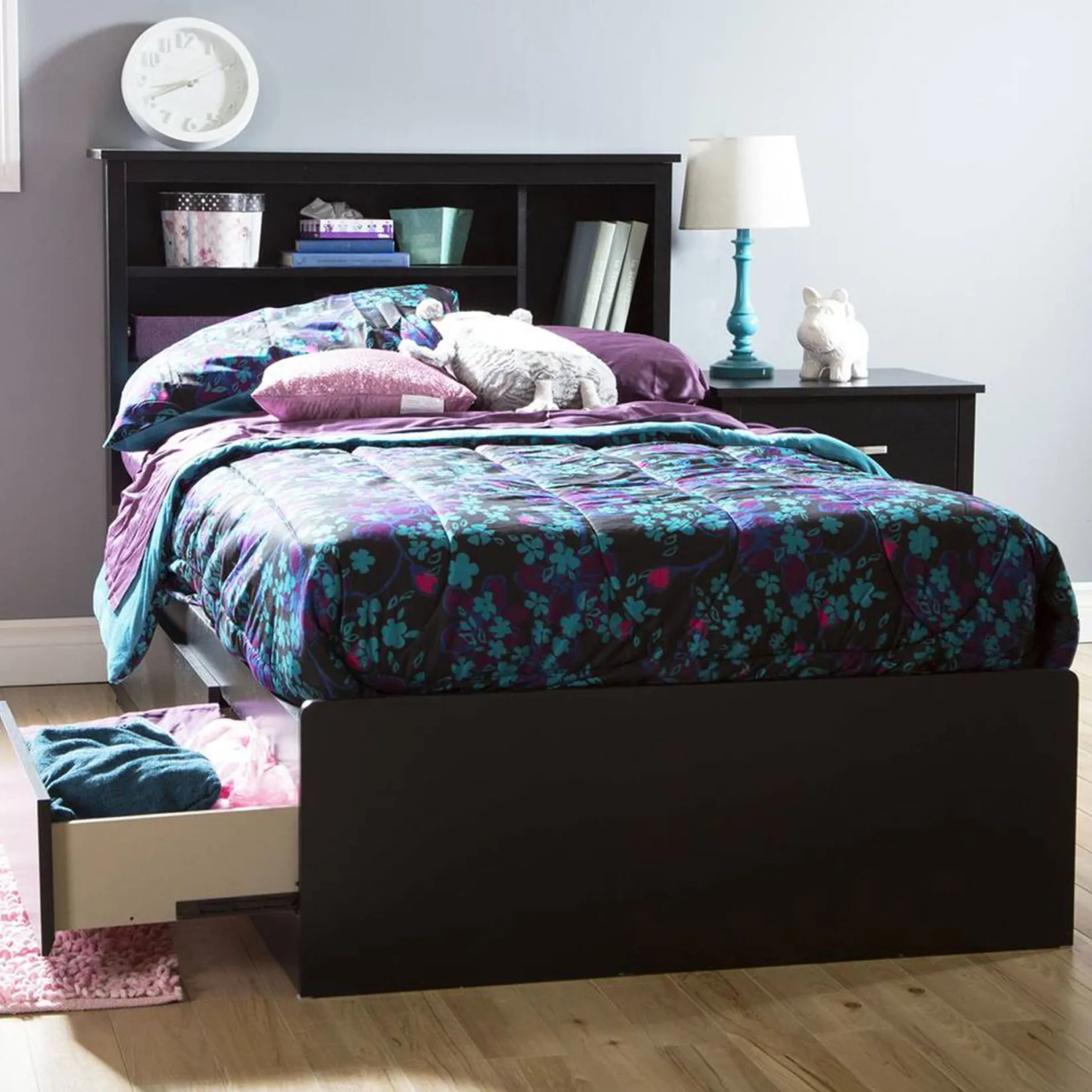 Sale Step One Mates Bed with 3 Drawers - Pure Black Twin, Full & Queen Beds
