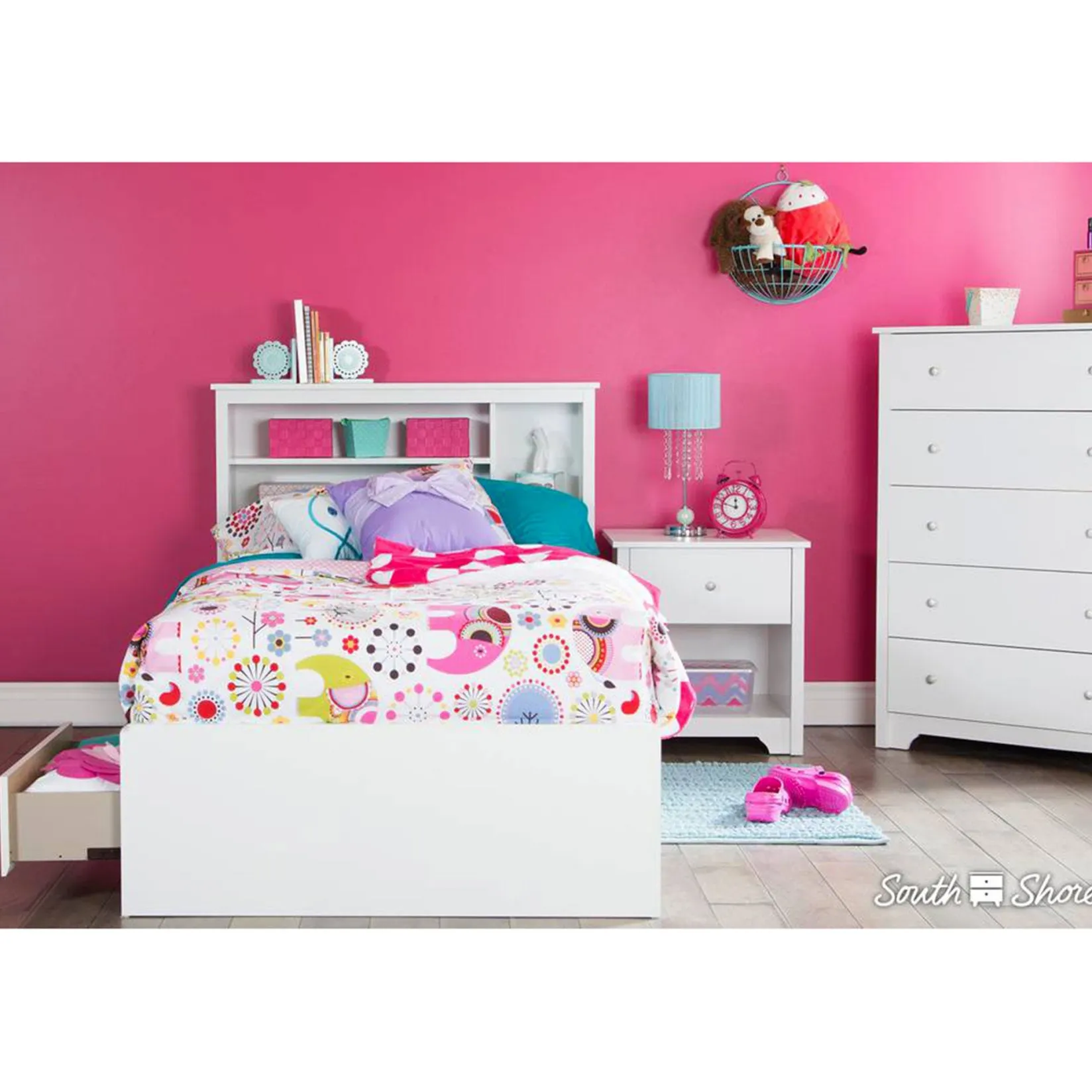 Twin, Full & Queen Beds>South Shore Step One Twin Mates Bed with 3 Drawers - White