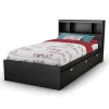 Discount Storage Bed and Bookcase Headboard Set - Spark Pure Black Twin, Full & Queen Beds