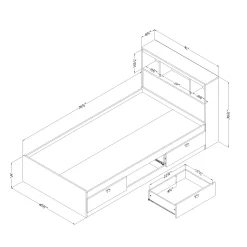 Discount Storage Bed and Bookcase Headboard Set - Spark Pure Black Twin, Full & Queen Beds