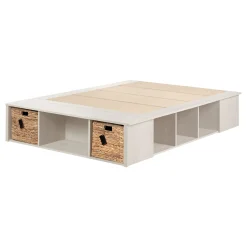 Twin, Full & Queen Beds>South Shore Storage Bed with Baskets - Avilla Winter Oak