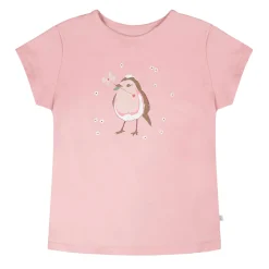 Tops>Deux par Deux Straw Hat Bird T-shirt 3-6 Pink