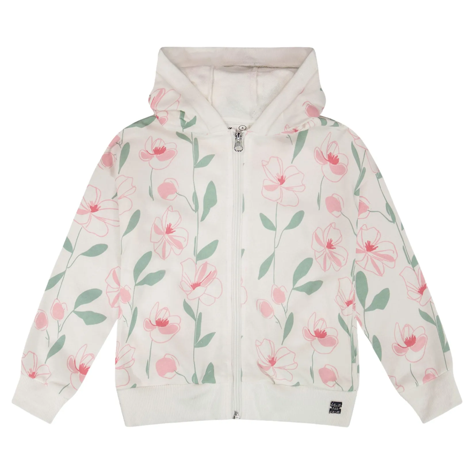 Fleeces And Sweatshirts|Tops>Deux par Deux Straw Hat Flowers Hoodie 3-6 White