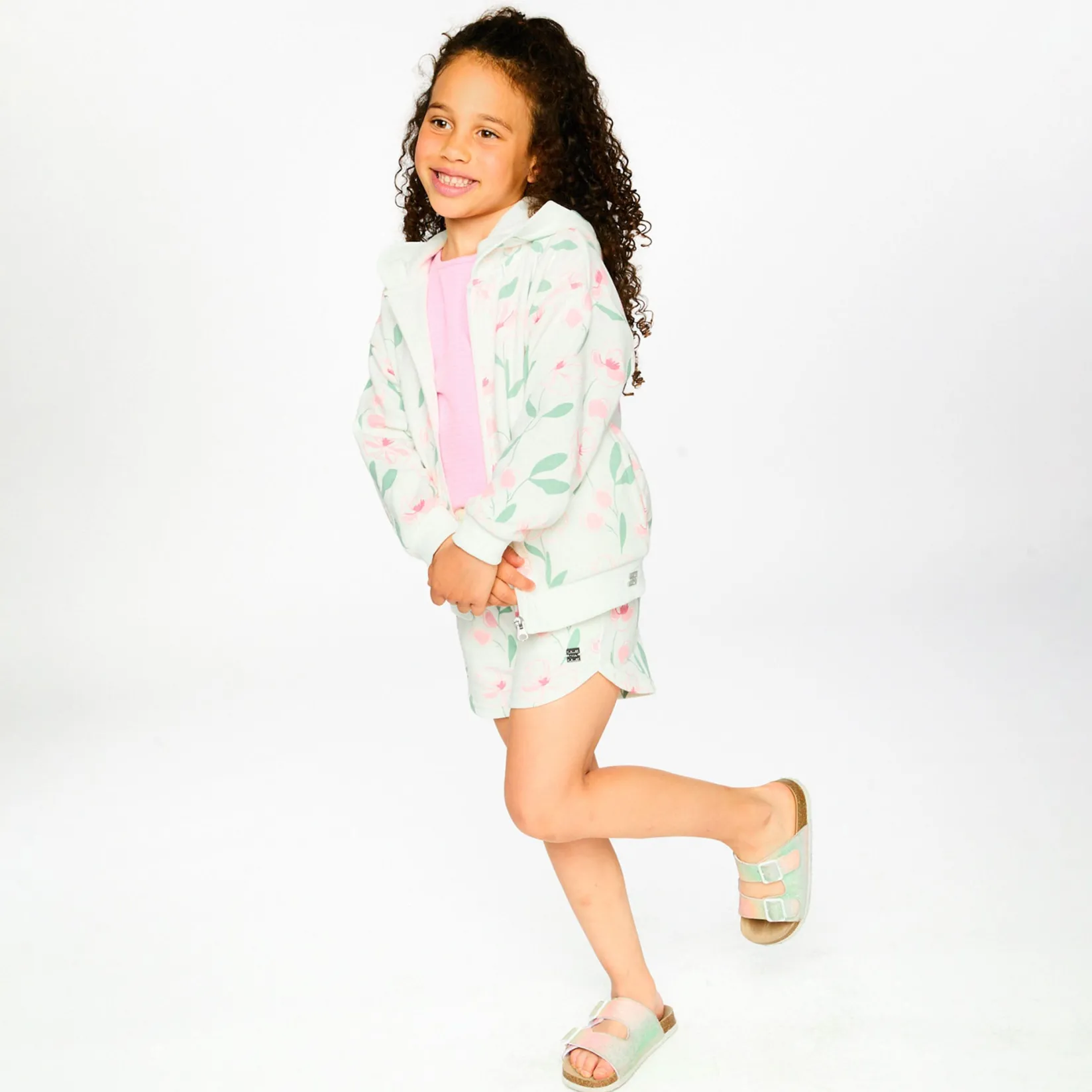 Fleeces And Sweatshirts|Tops>Deux par Deux Straw Hat Flowers Hoodie 3-6 White